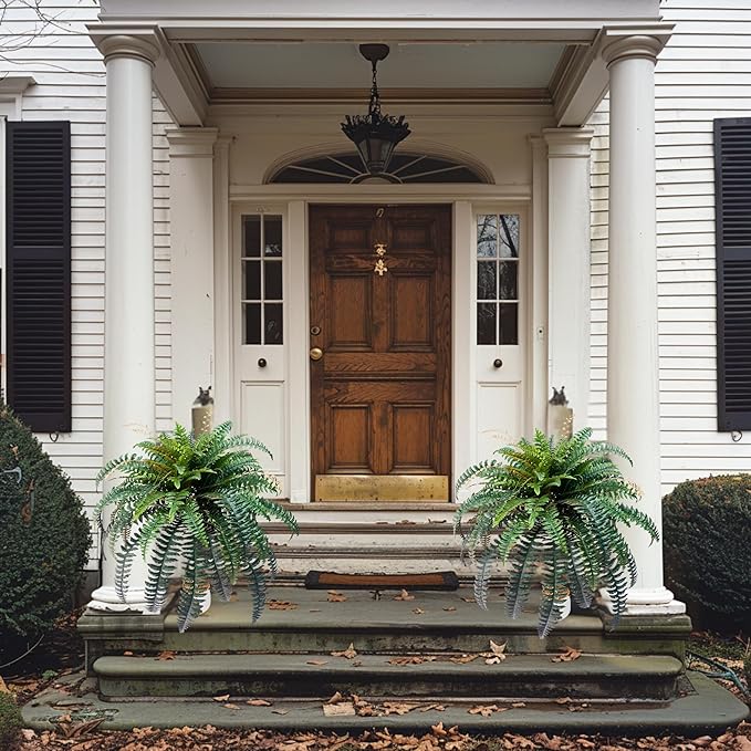 Giant Artificial Boston Ferns for Outdoors Large –UV Resistant Lifelike Faux Fern, Realistic Silk Greenery Plants Large Office, Home Decor,88 Branches,48 Inch Fake Fern Leaf Green.No Base.