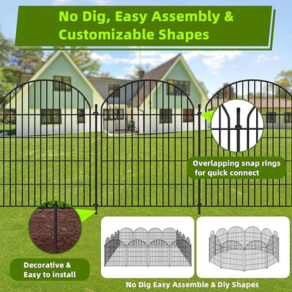 6 Panels 36in H x 13.5ft L Garden Fence, Animal Barrier, Decorative Rustproof Metal No Dig Fence Panels, Garden Edging Border Panel Fencing for Outdoor, Yard, Patio