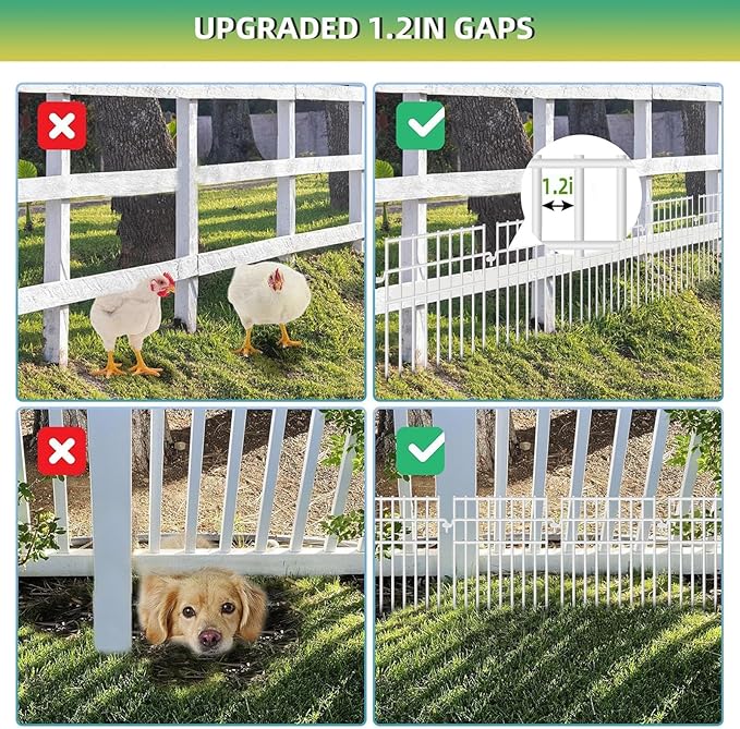 28 Pack Animal Barrier Fence, 13in x28.5ft Fence Barrier for Bottom, 1.2in Gap Dog/Rabbit Fencing, Rustproof Metal Border, White