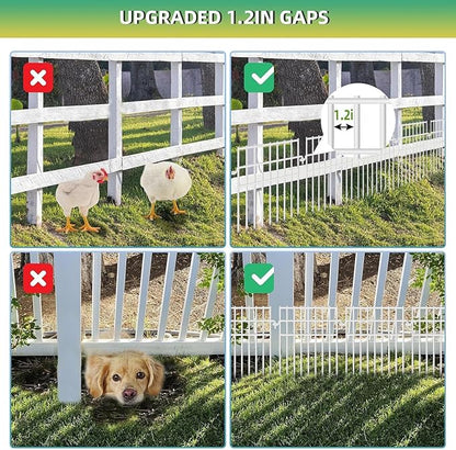 28 Pack Animal Barrier Fence, 13in x28.5ft Fence Barrier for Bottom, 1.2in Gap Dog/Rabbit Fencing, Rustproof Metal Border, White