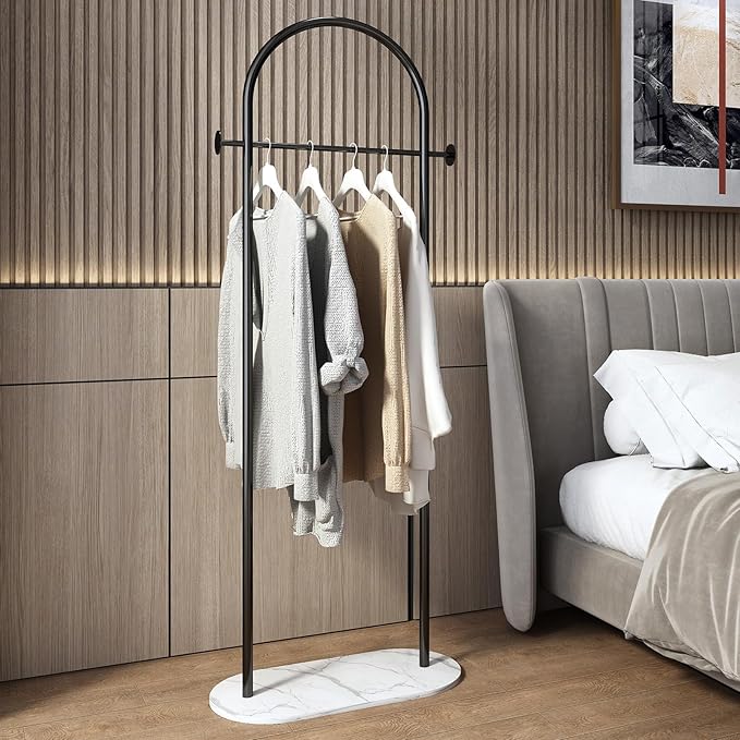Clothes Rack,Metal Clothing Rack with Marble Base,Modern Coat Rack Freestanding for Boutiques,Small garment racks for hanging clothes,Can Hang Jacket Garment, Hat, Scarf