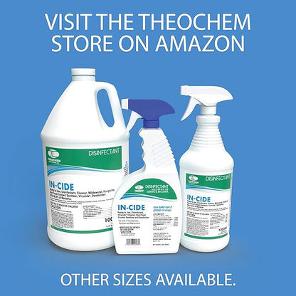 In-Cide Hospital Grade Disinfectant Spray - EPA Registered Cleaner Kills 99.9% MRSA, Norovirus - Medical Grade for Home Office Clinic - Fresh Scent - 1 Gallon + 32oz Bundle