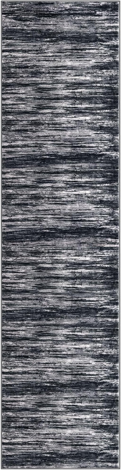 2x8 Modern Abstract Runner Rug for Hallways, Black Super Soft Hallway Decor Kitchen Rugs with Non-Slip, Non-Shedding Washable Rug for Entryway Bedroom Indoor
