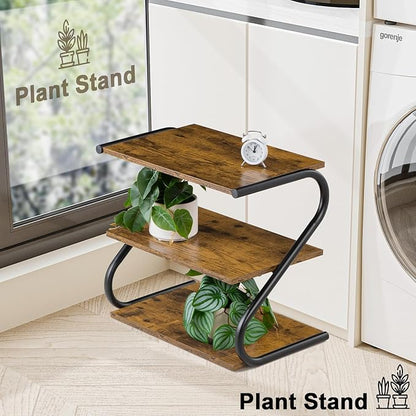 Small 3-Tier Shoe Rack, Z-Frame Wooden Shoe Shelf with Durable Metal Shelves for Hallway, Living Room, Closet, Bedroom (17.2”)