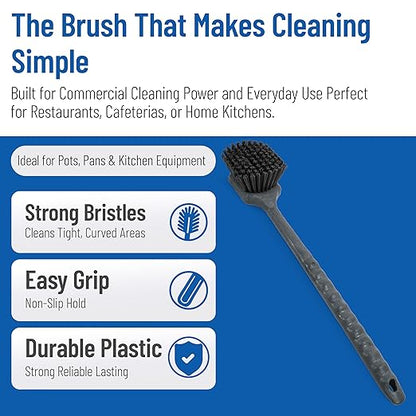 SPARTA 40501EC03 Plastic Large Scrub Brush, Kitchen Brush, Utility Brush With Long Handle For Cleaning, 20 Inches, Black, (Pack of 6)