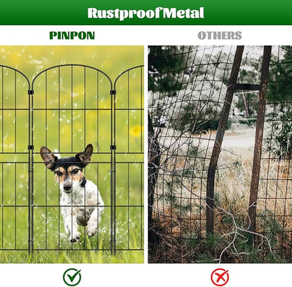 PINPON Decorative Garden Fence 10 Panels 37.5in (H) x 10.4ft (L) Border Animal Barrier, Rustproof Metal Wire Landscape Wire Edge Flower Bed Fencing for Patio Yard Outdoor Decor, Arched