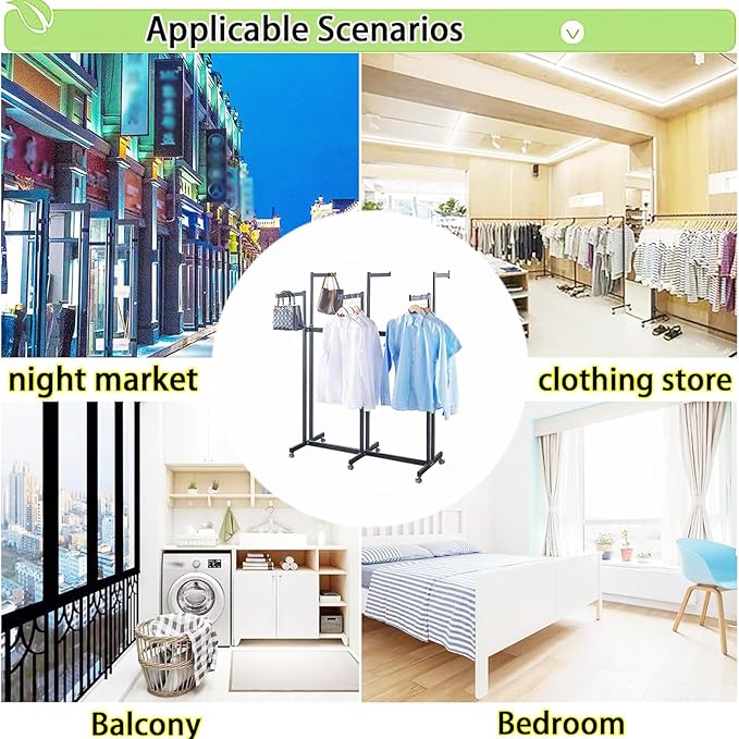 Floor Standing Metal Garment Rack - Heavy Retail Display Racks With Wheels, 8 Arms Clothing Rack, Square Tubing Portable Shirt Rack, Merchandise Display RackFor Hanging Clothes (L-Pink)