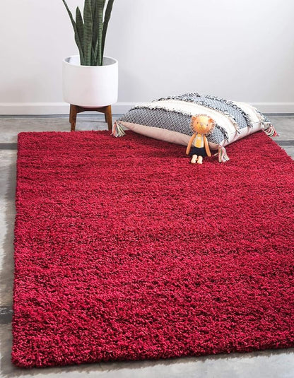 Unique Loom Solid Shag Collection Area Rug (2' 2" x 3' 1" Rectangle, Cherry Red)