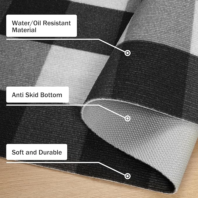 GENIMO Checkered Rug 2x3 Ft Black and White Outdoor Rug Buffalo Plaid Rugs Mat Fall Doormats Washable Rug for Front Porch Decor Indoor Entrance Patio Balcony Entryway