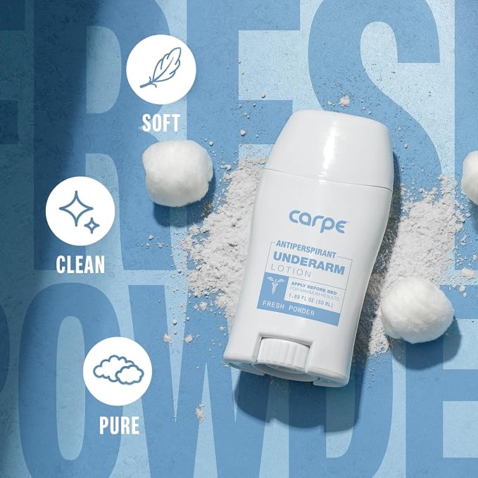 Carpe Deodorant and Antiperspirant for Women and Men, Clinical strength with Fresh Powder scent, Combat excessive sweating, Great for hyperhidrosis (Pack of 2)