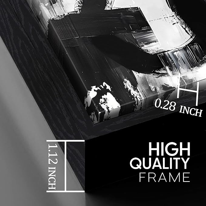Ouzzlie Large Black and White Wall Art Abstract Wall Decor 24" x 48" Living Room