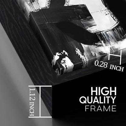 Ouzzlie Large Black and White Wall Art Abstract Wall Decor 24" x 48" Living Room