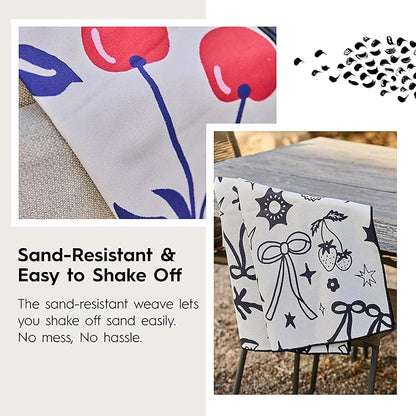 GEOMETRY Micro-Loop Beach Towel – Spring & Summer Collection – Quick-Dry, Sand-Resistant, Ultra-Absorbent Compact Towel for Beach & Travel (Abstract Life)