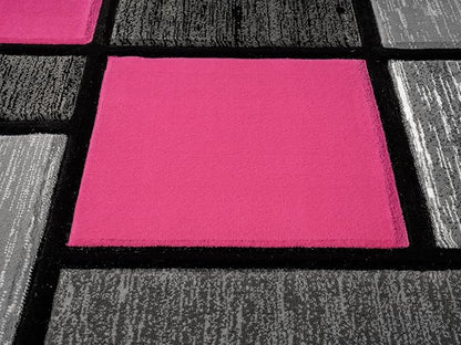 Ultra Soft Area Rug Hand Carved - Modern Abstract Design for Indoor Living Room & Bedroom - Stain Resistant, Easy to Clean - (2'7''x7, Pink)
