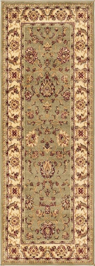 Rugs.com Aditi Collection Rug – 2' 2 x 6' Runner Green Low Rug Perfect for Living Rooms, Large Dining Rooms, Open Floorplans