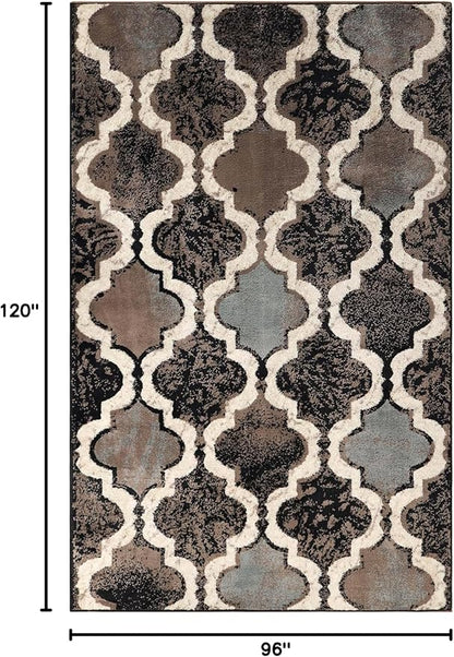 Superior Indoor Large Area Rug, Jute Backed, Perfect for Living/Dining Room, Bedroom, Office, Kitchen, Entryway, Modern Geometric Trellis Floor Decor, Viking Collection, 8' x 10', Chocolate