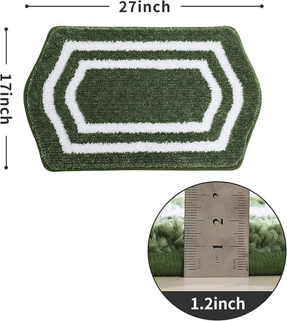 COSY HOMEER Extra Thick Bath Rugs - Anti-Slip Bath Linen Sets Mats Soft Plush 100% Strong Polyester Living Room Bathroom Water Absorbent(Green,17x27 - Inches)
