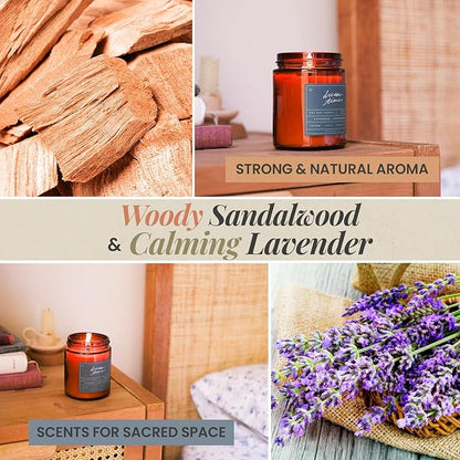 Blessed is She Dream Time 7.2 Oz Crackling Candles for Women/Men - Lavender and Sandalwood Scented Candle for Home in Reusable Glass Jar - Long Burning Soy Candles, 70-84 Hours of Cozy Ambiance