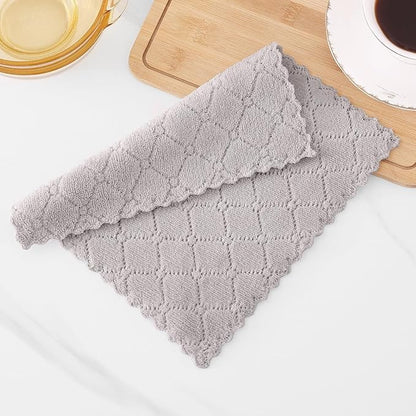 Homaxy 18 Pack Kitchen Dish Cloths (10 x 10 Inches, Grey), Super Soft and Absorbent Coral Velvet Dish Towels, Nonstick Oil Fast Drying Microfiber Cleaning Cloth, No Lint Household Dishcloths