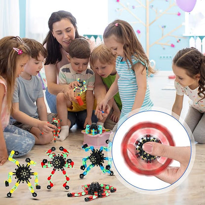 Jerify 40 Pack Funny Sensory Fidget Toy Transformable Chain Robot Finger Toy DIY Robot Mechanical Spinners Stress Relief Autistic Gifts for Adult Teen Prize Stuffer Party Favor(Luminous,Novel Color)