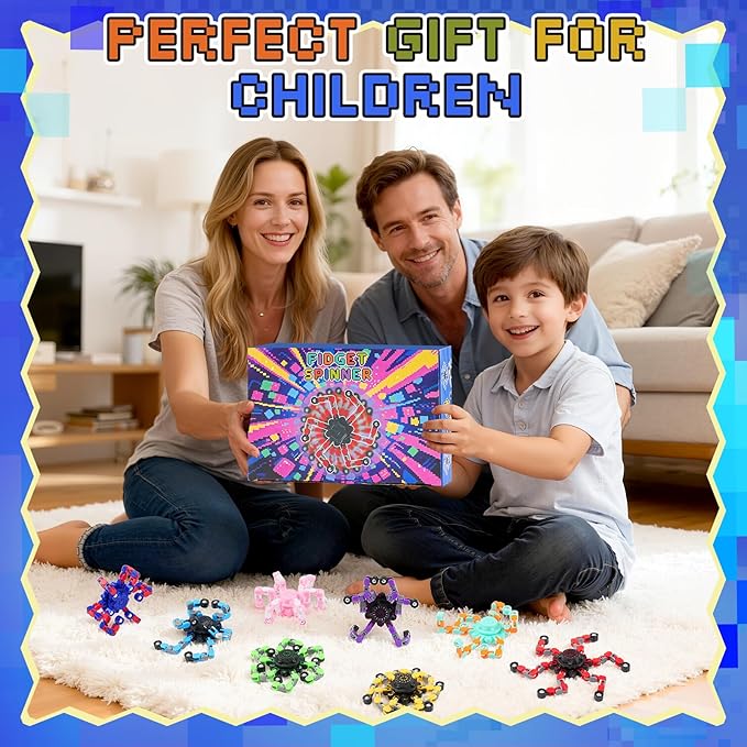 24PCS Transformable Fidget Spinners,Valentines Day Gifts for Kids, Valentines Fidget Party Favors,Sensory Bulk Robot Fidget Stress Relief Toys for Kids Boys Girls 8-12,Valentine's Fidget Toys for Kids