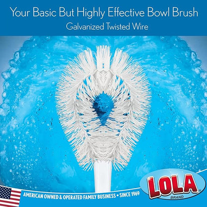 LOLA Toilet Bowl Brush w/Curved Head, 36 Pack, Coated Wire, Durable Poly Bristles, Reaches Under Toilet Bowl Rim