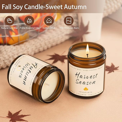 Auelife Scented Candles, 6 Pack Winter Candle Set, 42 oz Holiday Soy Candles, Candle Gifts Set for Men and Women, Home Decor of Wreath/Apple/Latte/Harvest/Vanilla/Cinnamon