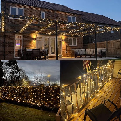 YEGUO 500 LED 165ft Christmas Lights Outdoor Waterproof, Warm White String Lights Indoor, 8 Modes Green Wire Twinkle Xmas Tree Lights Plug in with Memory Timer