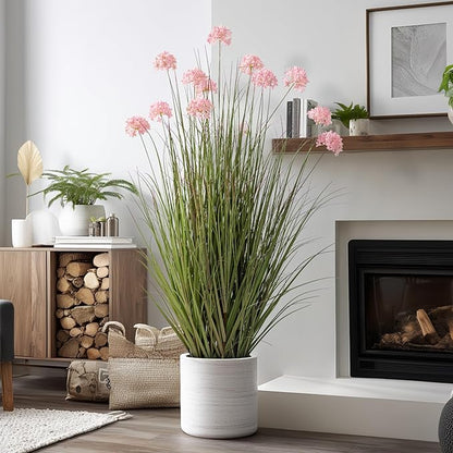 48in Lifelike Artificial Tall Grass Plant with 12 Lifelike Dandelion Flower and Non-Toxic,odorless Fake Tall Frass Plant Fake Plants for Indoor Decoration,Home Decor