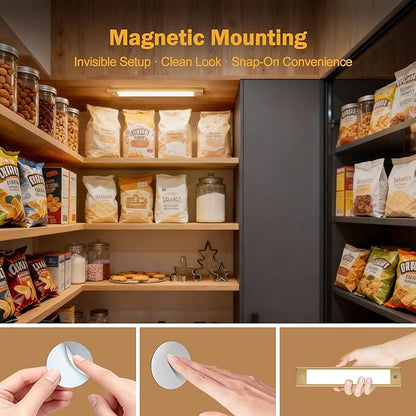 V4light Rechargeable Under Cabinet Lighting, Motion Sensor Wireless Night Light, Dimmable, CCT Adjutable, Magnetic Mount for Kitchen, Closet, Bedroom, Reading, Ambience (Gold, 2 Pack, 9 in)
