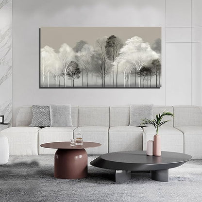 Prepeyssee Black and White Tree Wall Art for Living Room Large Landscape Modern Artwork Gray Forest Picture for Bedroom Home Office Ready to Hang 29x58 Inch