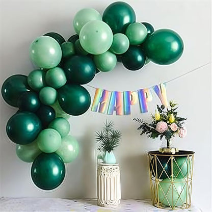 Togvu Green Balloons, 60 Packs 12 Inch Different Shades Dark Emerald Lime Metallic Chrome Olives Sage Latex Balloons for Birthday, Baby Shower, Jungle Safari Party Decoration QQ-5023
