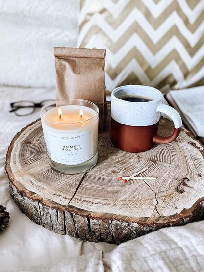 Calyan Wax Co. Home & Holiday 2 Wick Scented Candle - 37 Hour Burn - Luxury Non Toxic Soy Wax Candles - Long Lasting Large Glass Jar Candle for Home - 8.8oz