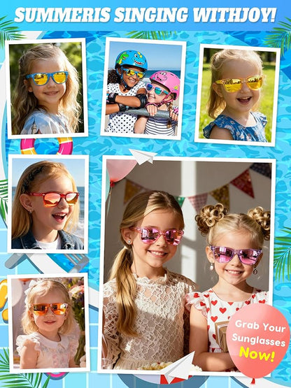 Sumsun Kids Sunglasses Bulk Party Favors 24 Packs Boys Girls Age 3-8 with UV400 Protection for Birthday Graduation Party