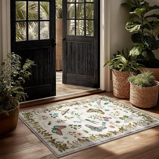 2x3 Washable Throw Rugs for Entryway: Door Mat Indoor Entrance Small Rug Non-Slip Low Pile Soft Kitchen Rug for Front Door Indoor Entrance Entry Bedside Kids Room