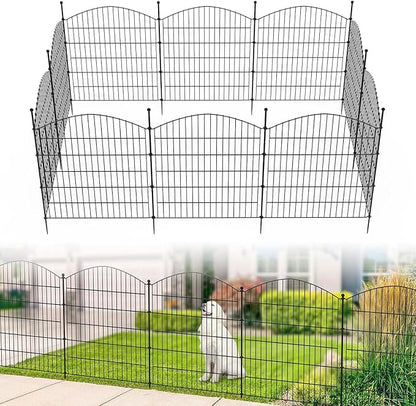 Kingsyard 10 Panels No Dig Tall Garden Fence Animal Barrier, 32in(H) x23.3ft(L) Decorative Outdoor Dog Fences for Yard Patio, Rustproof Garden Borders for Rabbits, Temporary Fencing