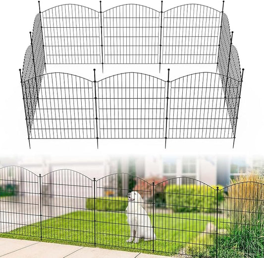 Kingsyard 10 Panels No Dig Tall Garden Fence Animal Barrier, 32in(H) x23.3ft(L) Decorative Outdoor Dog Fences for Yard Patio, Rustproof Garden Borders for Rabbits, Temporary Fencing