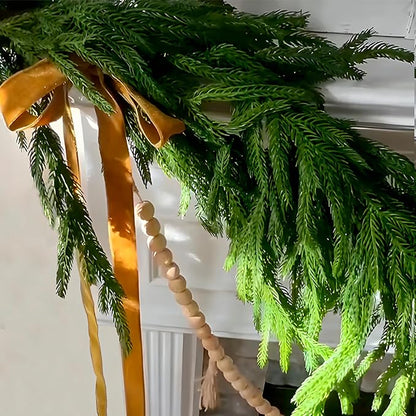 Christmas Decorations - 2PCS Christmas Garlands- 6 Ft Artificial Norfolk Pine Garland - Greenery Home Decor Perfect for Mantle, Fireplace, Stairs Railing, Table, Porch, Door, Indoor & Outdoor Use