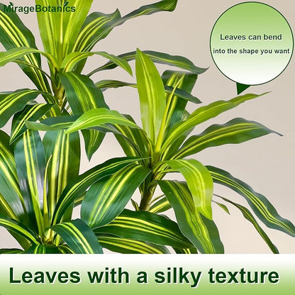 Artificial Dracaena Tree 7FT Tall Fake Plant with White Pot - Realistic Faux Dragon Tree with Tall Planter - Indoor Floor Plant for Home, Office,Mall, Living Room, Bedroom Decor (White - Planter, 7ft)