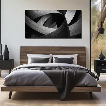 JuhaiArt Abstract Wall Art Gray Wall Decor Black Picture Canvas for Living Room Bedroom Office 29" x 59" Lines Artwork Poster