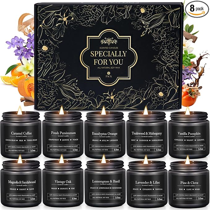 10 Pack Scented Candles Set Gifts for Men, Aromatherapy Candle Set Gift for Dad, Boyfriend, Birthday, Anniversary, Father's Day