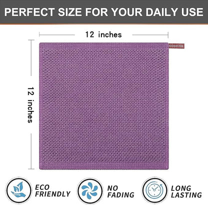 Kitinjoy 100% Cotton Kitchen Dish Cloths, 8 Pack Waffle Weave Ultra Soft Absorbent Dish Towels for Drying Dishes Quick Drying Kitchen Towels Dish Rags, 12 X 12 Inches, Violet