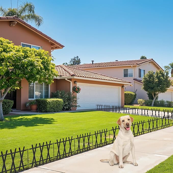 Metal Decorative Garden Fence Rustproof Animal Barrier No Dig Decorative Fencing for Dogs,Pet, Yard,& Patio, Landscape, Border，Easy Installation 13" H×7 Ft (5 Panels)