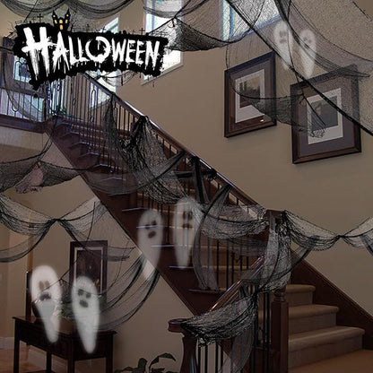 4-Pack Spooky Black Halloween Gauze - 30x120 Inch, Scary Cloth for Haunted House, Outdoor Patio, Garden, Indoor Wall Windows, Halloween Decorations