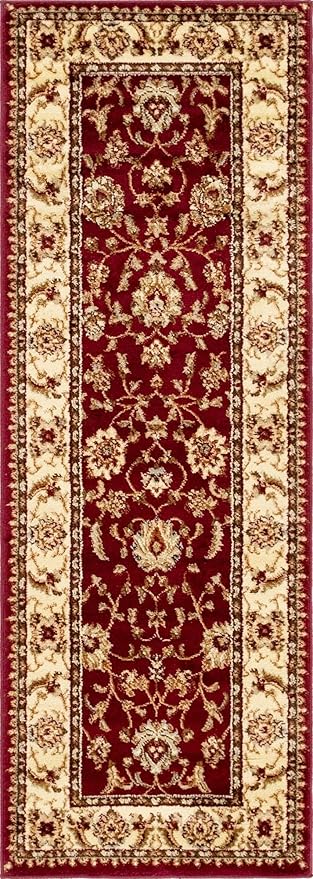 Rugs.com Aditi Collection Rug – 2' 2 x 6' Runner Red Low Rug Perfect for Living Rooms, Large Dining Rooms, Open Floorplans