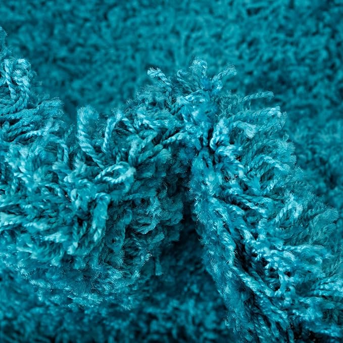 Unique Loom Solid Shag Collection Area Rug (3' 3" x 5' 3" Oval, Turquoise)