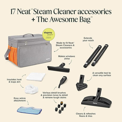 Dupray Neat Steam Cleaner with 18-Piece Kit – (Neat with the Awesome Bag) Powerful, chemical-free cleaning for floors, cars, tiles, grout, and more. *Kills 99.9% of Bacteria & Viruses