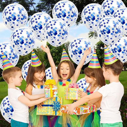 GaesQae Blue Confetti Balloons, 25pcs 12in Latex Balloons with Blue Foil Confetti for Birthday, Graduation, Wedding, Baby Shower, Party Decorations