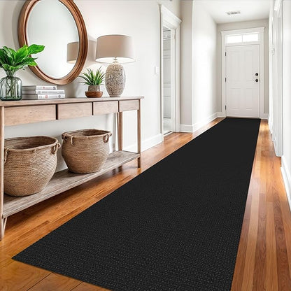 EARTHALL Runner Rug 3x16 Ft Washable Runners for Hallways Extra Long Woven Non Slip Entryway Runner Braided Kitchen Runner Indoor Outdoor Carpet Runners for Hotels, Hall, Stair, Black/Grey