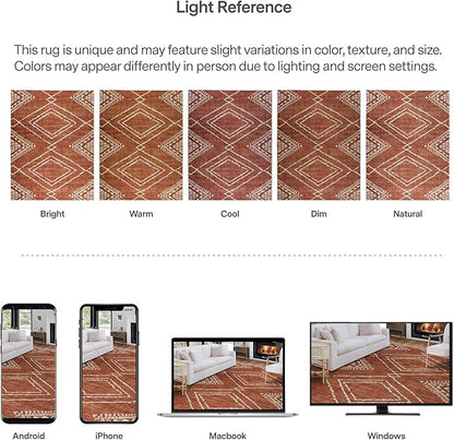 ReaLife Rugs Machine Washable Area Rug Runner - Living Room Bedroom Bathroom Kitchen Entryway Office - Padded Low Pile Stain Resistant Premium - Moroccan Diamond Tribal - Jax - Orange 2'6" x 8'